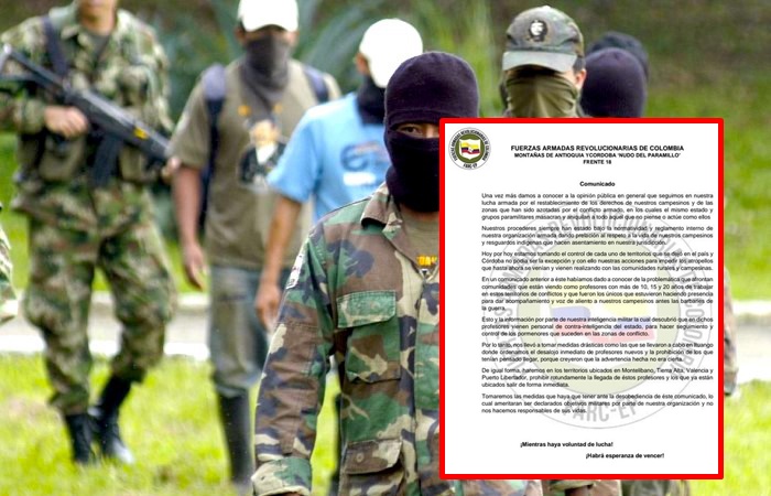 Farc estarían prohibiendo la llegada de profesores en el sur de Córdoba