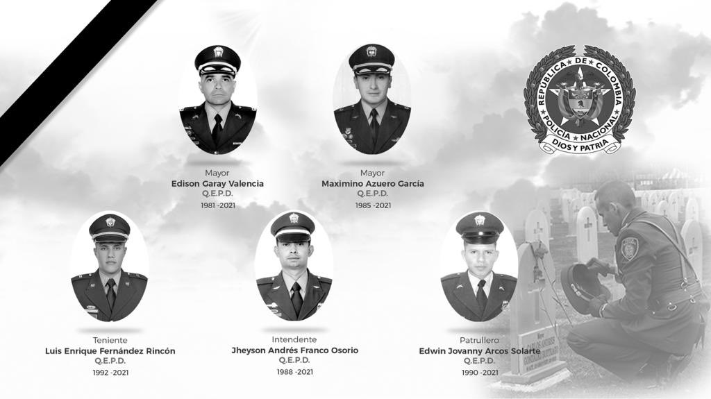 Estos son los cinco policías que murieron en el accidente de helicóptero en Bolívar