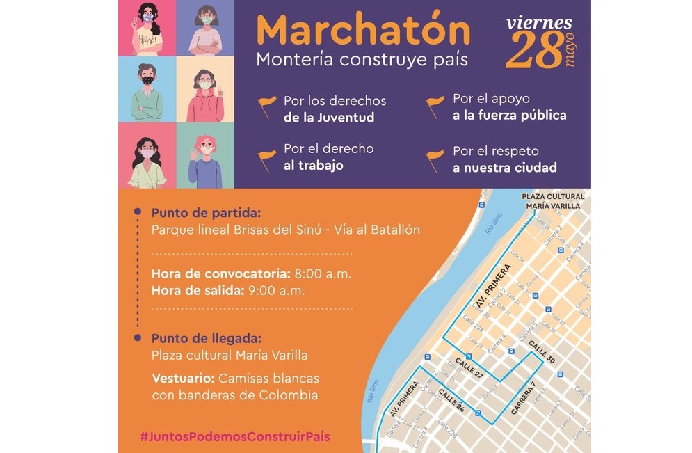 Este viernes 28 de mayo habrá «Marchatón» por la vida en Montería