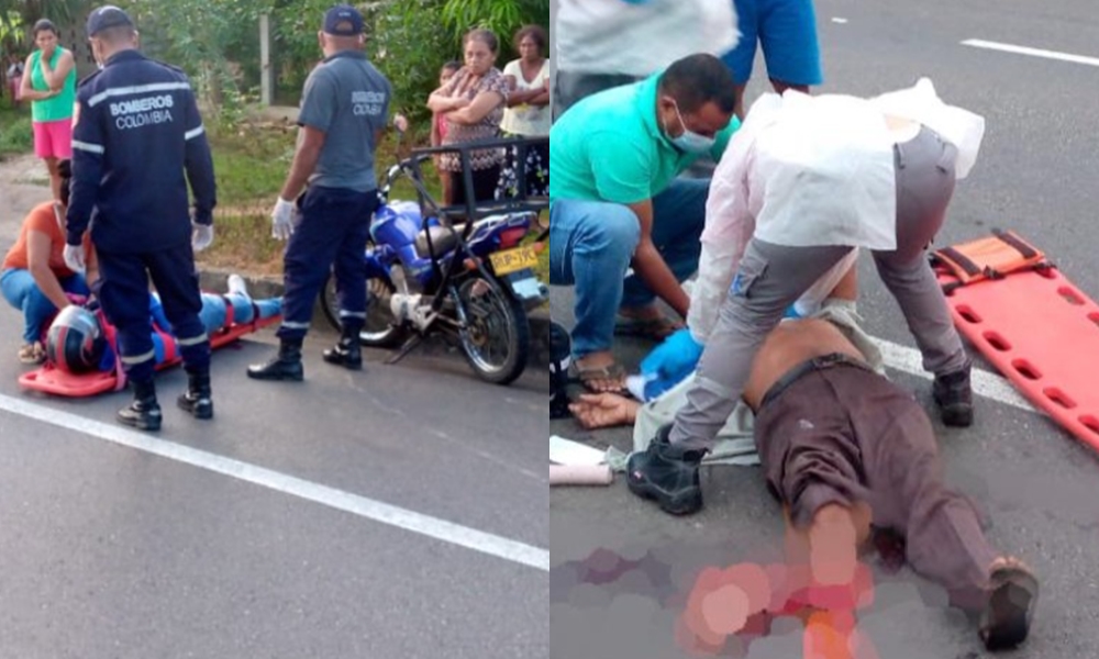Accidente de tránsito en Sahagún dejó dos heridos, adulto mayor recibió la peor parte