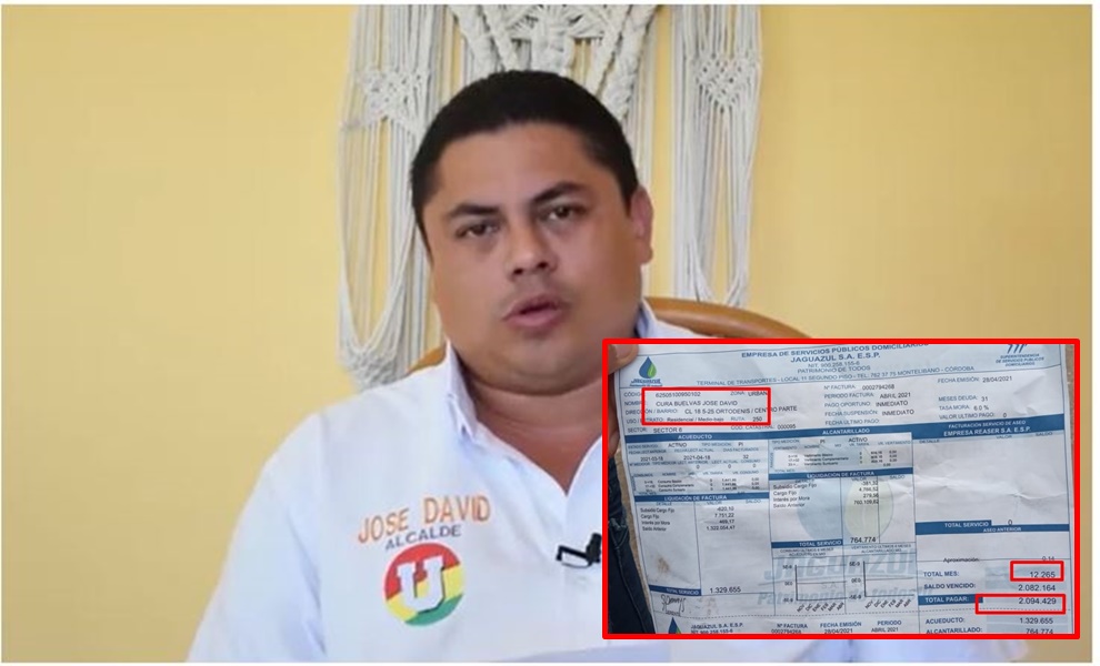 ¡Mala paga! Alcalde de Montelíbano adeuda más de dos millones de pesos por servicio de agua