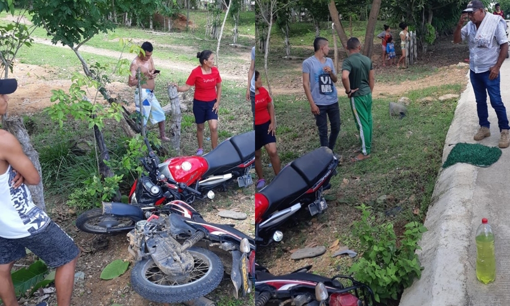 Tres heridos dejó choque de motocicletas en Sahagún