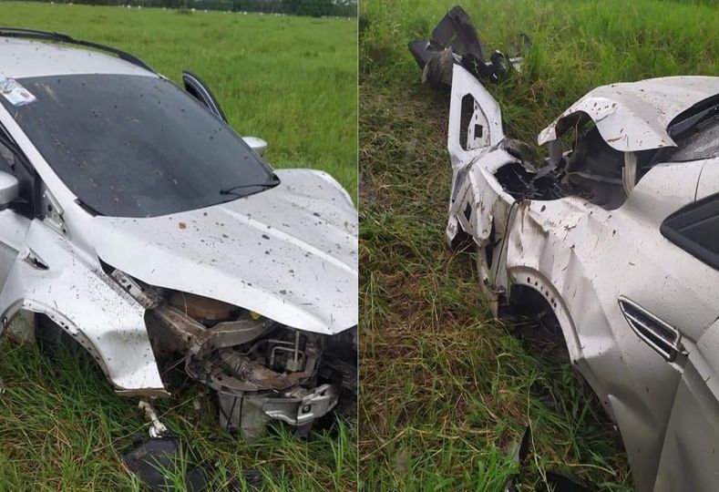 Carro en el que se transportaban tres personas se volcó saliendo de Montería