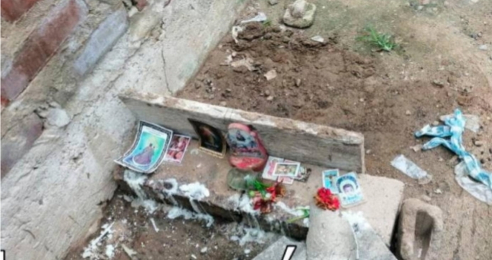 Descubren altar en cementerio que usaban delincuentes para encomendarse al ‘Santo de Los Ladrones’