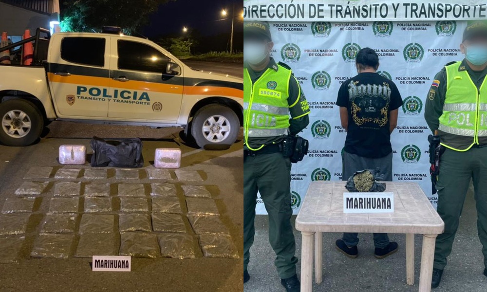 Cayeron dos personas cargadas de marihuana en la vía Planeta Rica – Montería