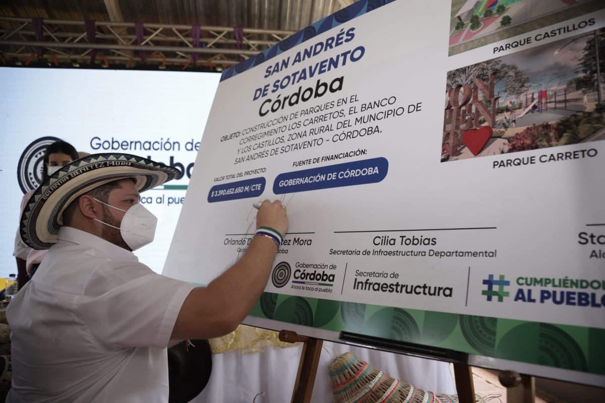 Gobernador de Córdoba anuncia importante inversión en San Andrés de Sotavento, fomentará la recreación y el deporte