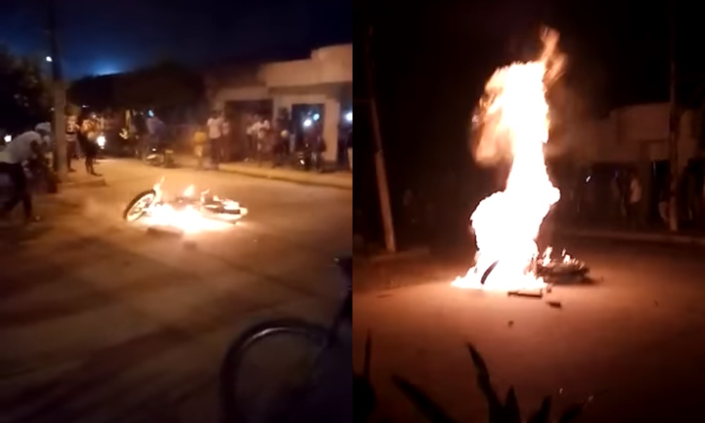 Comunidad le quemó la moto a presuntos ladrones en el sur de Montería