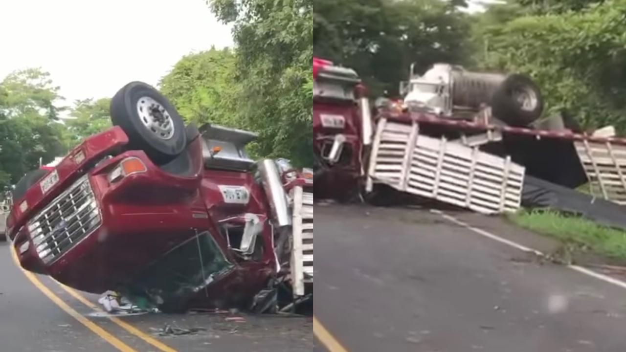 Mula cargada de varillas se volcó entre Chinú y Sampués