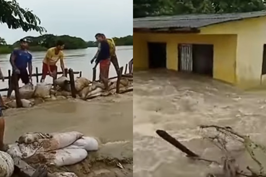 Pobladores de Sarandelo en Lorica intentan reparar el dique tras desbordamiento del río Sinú