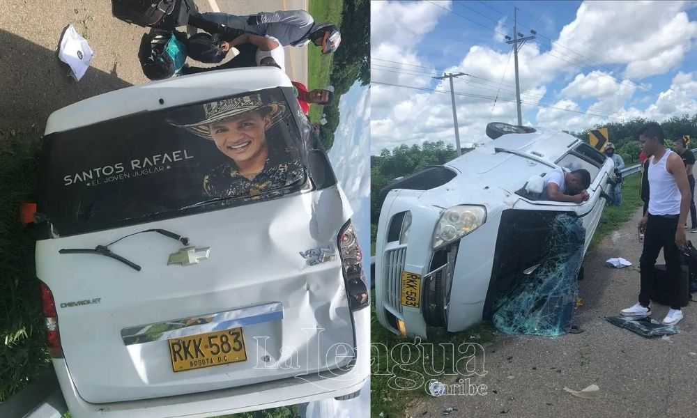 Cantante vallenato Santos Rafael resultó ileso en accidente de tránsito