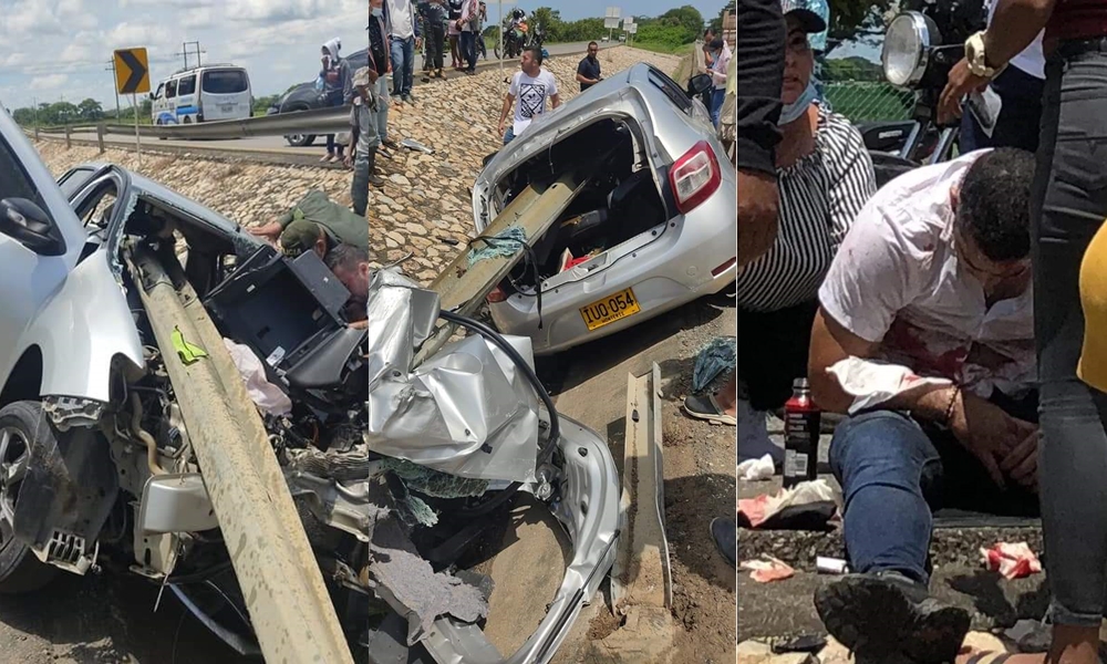 Aparatoso accidente de tránsito en la vía Cereté – Ciénaga de Oro, el conductor se salvó de milagro