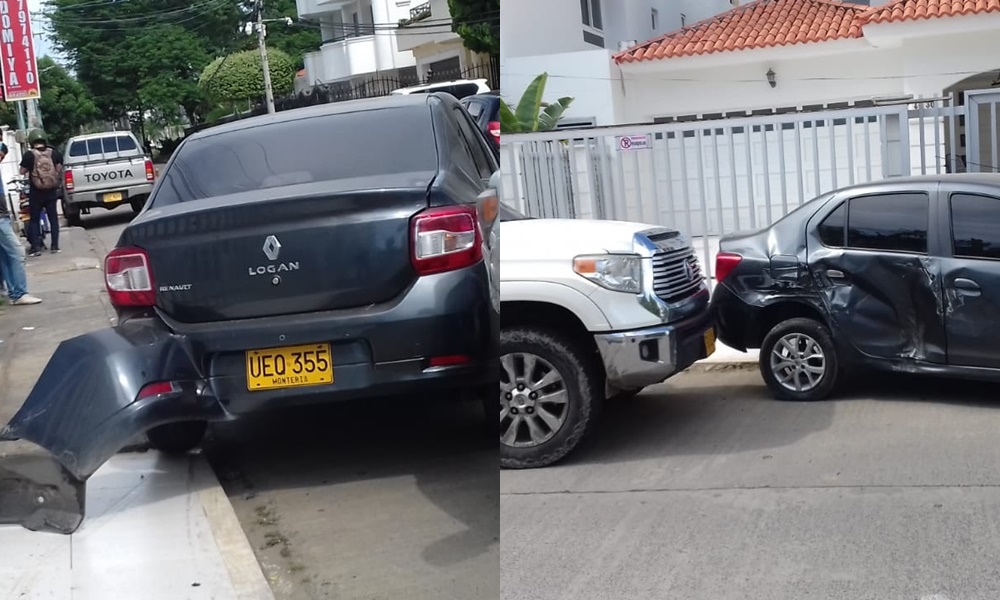 Qué falta de cultura en el norte de Montería, en pleno Día sin Carro chocaron dos vehículos en La Castellana