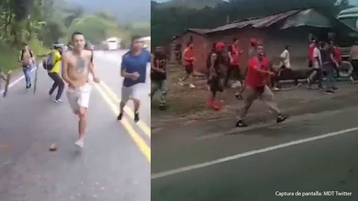 Hinchas de Medellín y Millonarios se encontraron en la vía y se agarraron a puños y palos