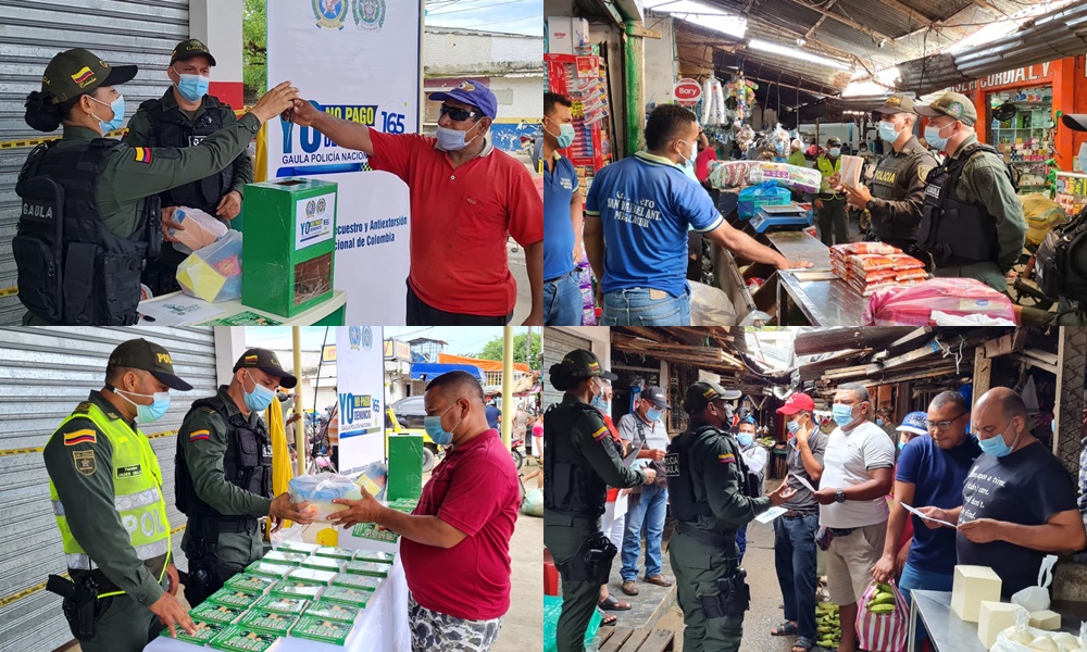 El Gaula de la Policía realiza actividades pedagógicas y de prevención en el Mercado del Sur de Montería