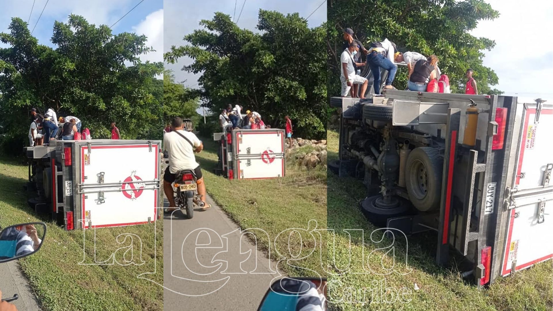 Furgón se salió de la vía y se volcó llegando a Coveñas