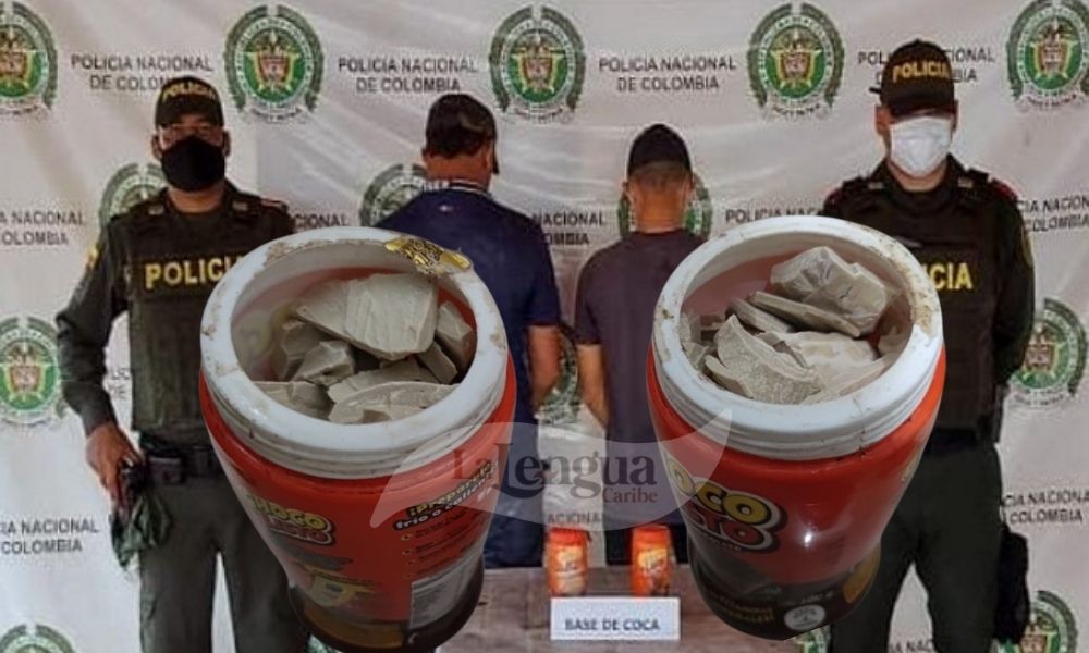 Llevaban 720 gramos de base de coca en tarros de Chocolisto