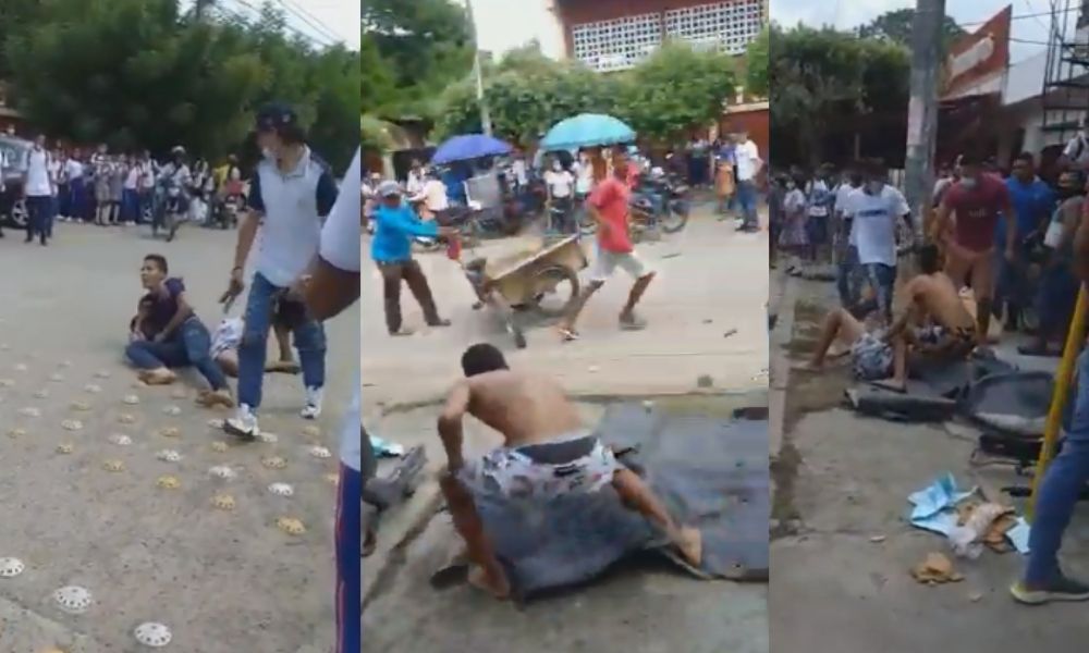 Jóvenes protagonizaron tremenda batalla campal frente a un colegio en Cereté