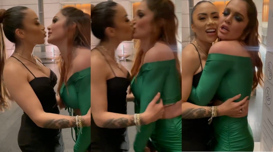 Lina Tejeiro le plantó un beso a la Epa Colombia en la fiesta de su cumpleaños