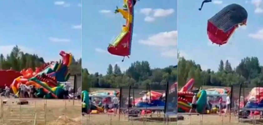 Cuatro niños fallecieron y otros cinco más quedaron heridos luego que un castillo inflable saliera volando