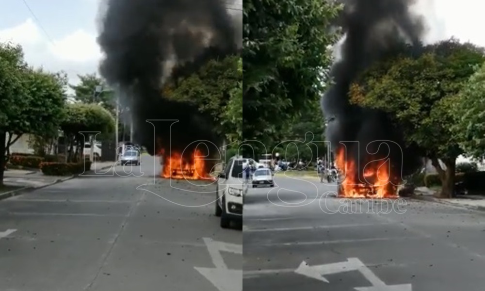 Camioneta se incendió en el barrio La Castellana de Montería