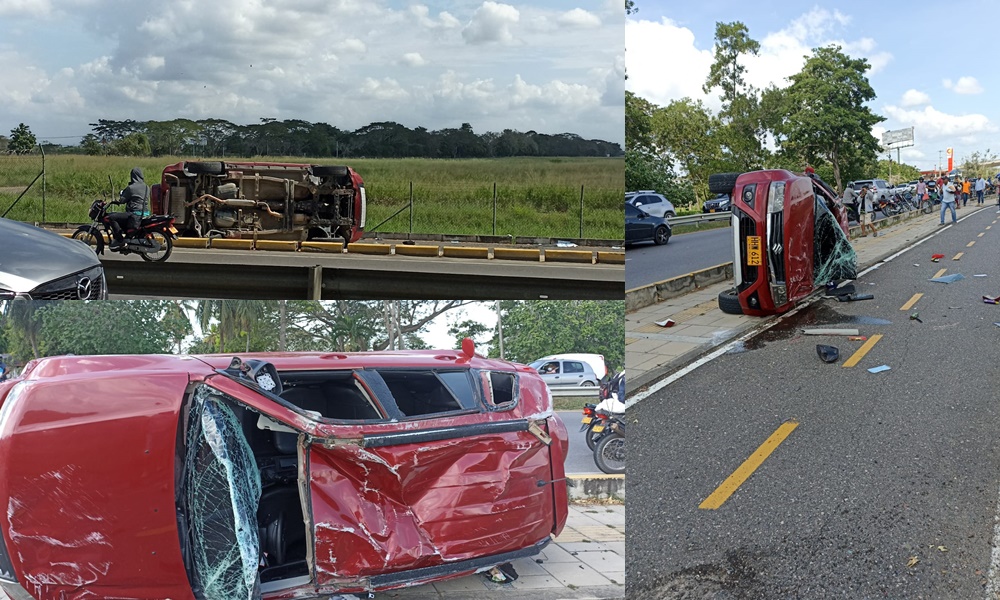 Camioneta se volcó en inmediaciones del aeropuerto Los Garzones de Montería