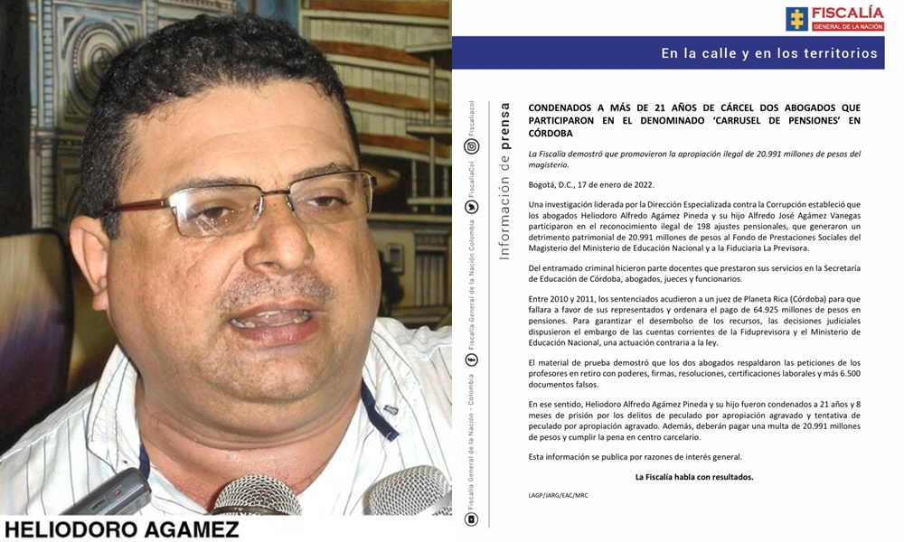 Heliodoro Agámez y su hijo pasarán más de 21 años en la cárcel por el ‘Carrusel de la Educación’