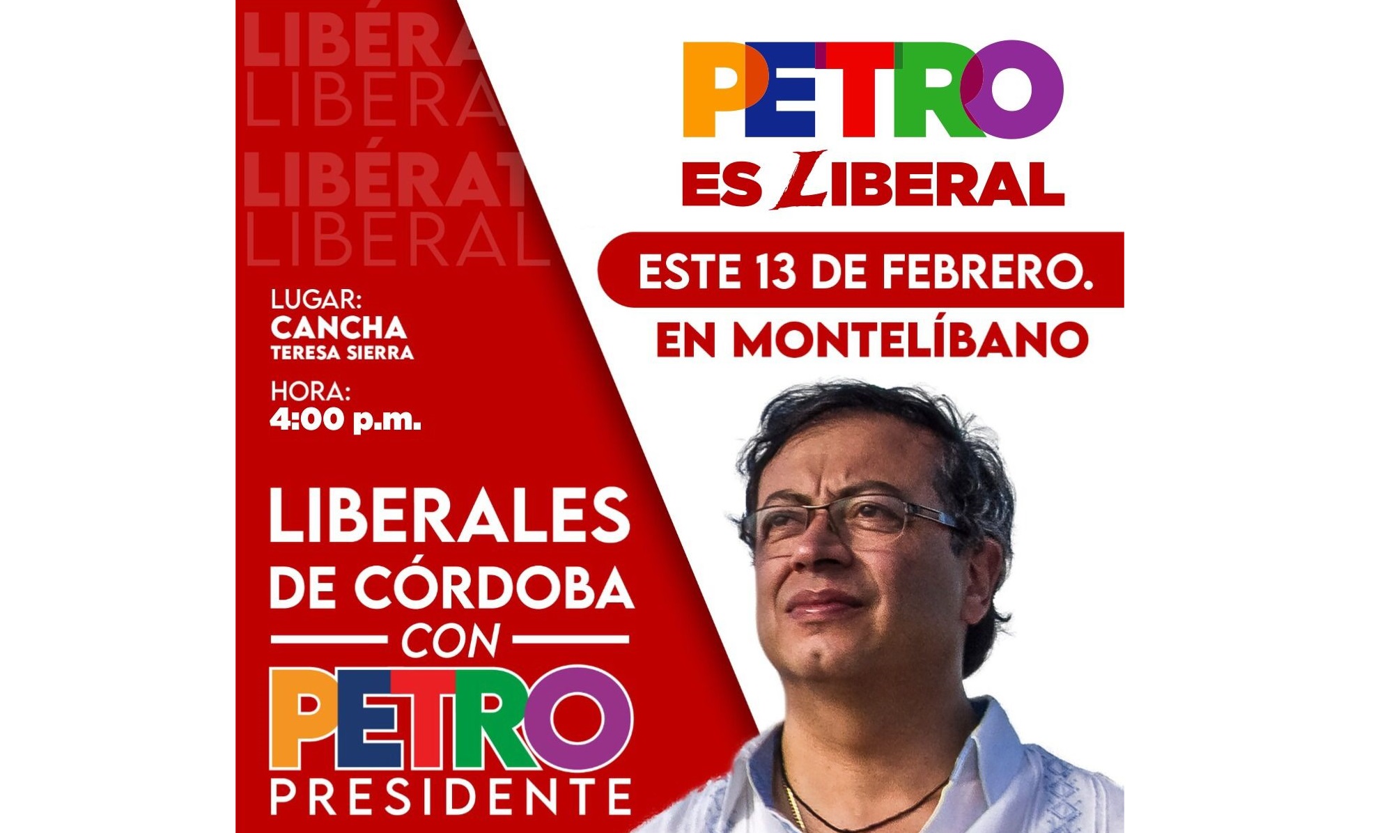 Gustavo Petro llegará a Córdoba para consolidar el apoyo del pueblo liberal