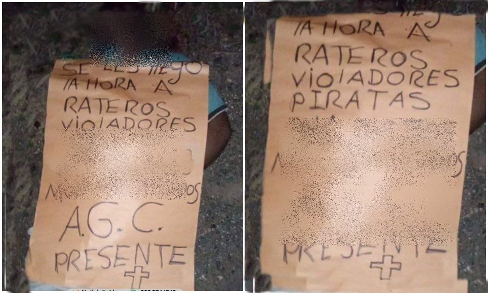 Matan a un hombre en Planeta Rica y le dejan un cartel que decía “les llegó la hora a rateros”