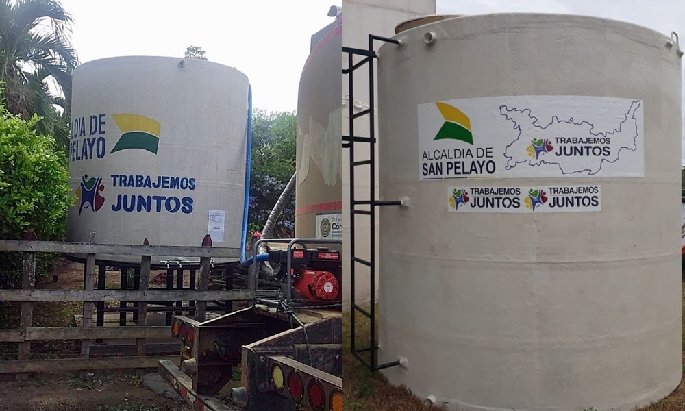 Alcalde de San Pelayo entrega tanques para almacenar agua potable en zona rural