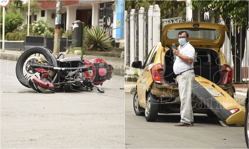 Motociclista chocó estrepitosamente contra un taxi en la 24 con 12 de Montería