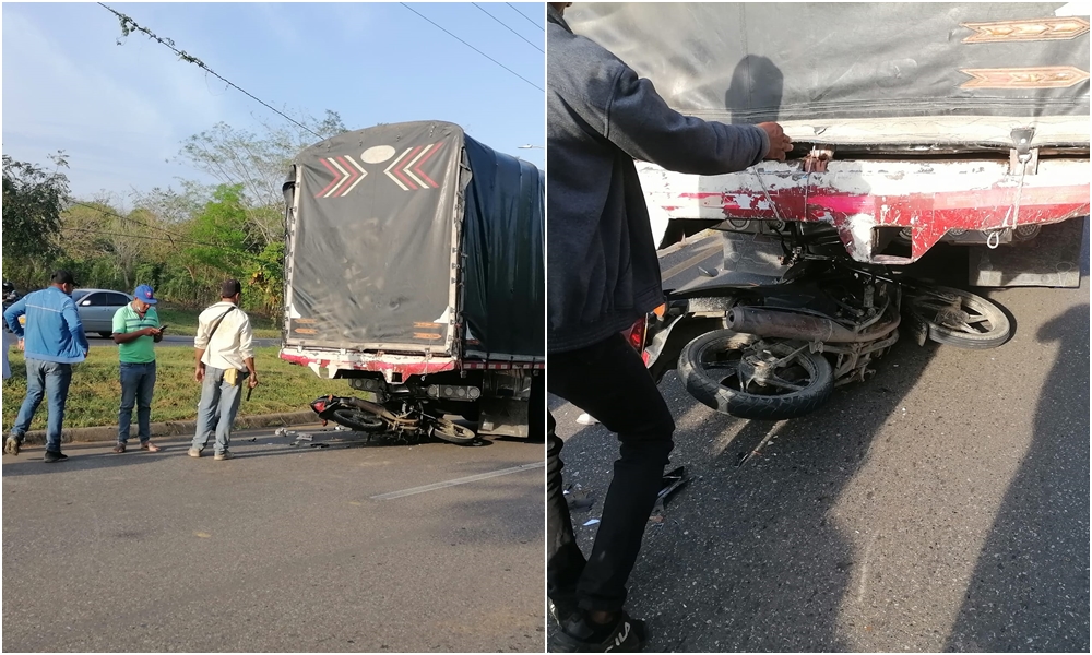 Motociclista resultó herido tras chochar contra un camión en la vía Ciénaga de Oro – Cereté
