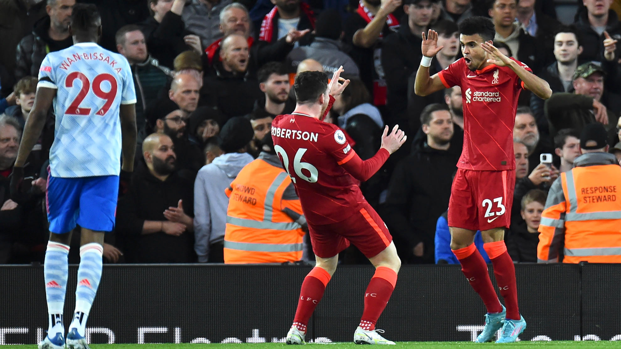 Díaz se reportó con gol y asistencia en la goleada del Liverpool frente a Manchester United