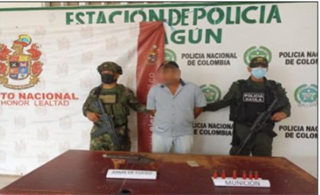 Cayó alias ‘El Soldado’ por porte ilegal de armas de fuego en Tuchín