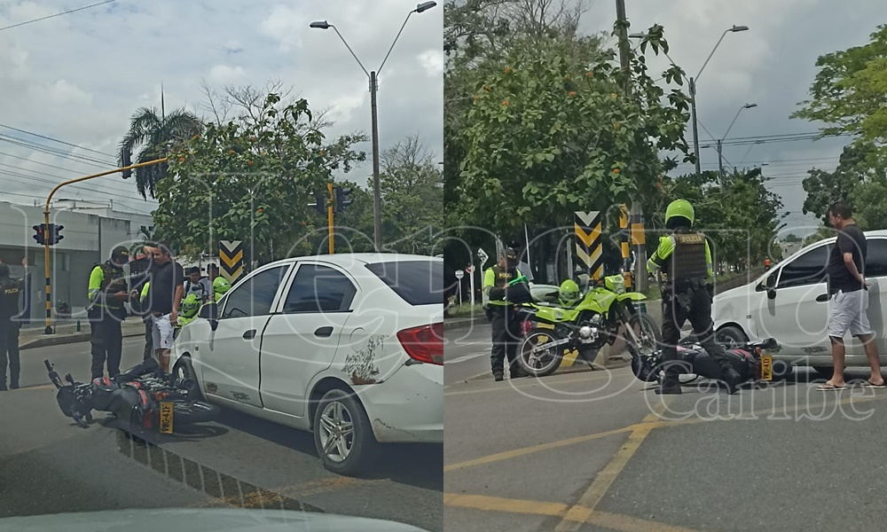 Motocicleta chocó contra un automóvil en la Avenida Circunvalar de Montería