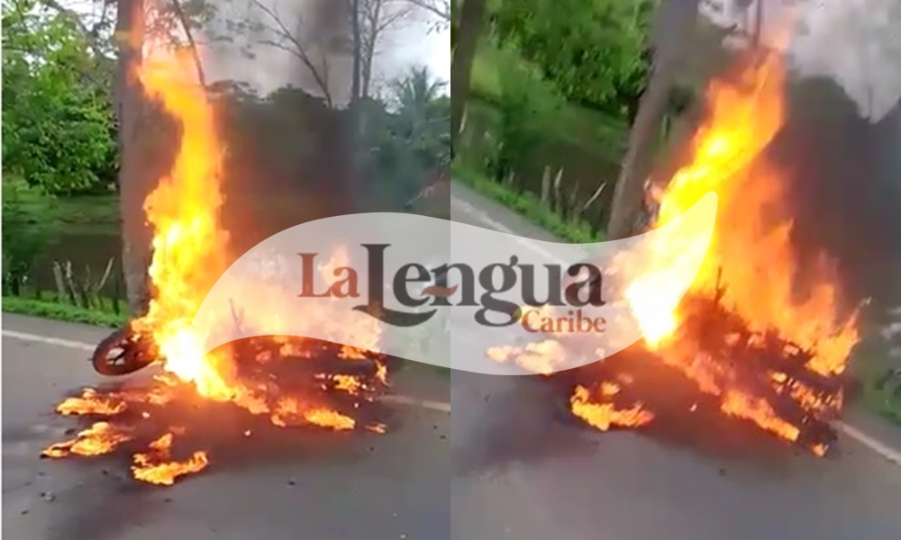 Qué pesar, queman moto de vigilante en la vía Montería – Arboletes