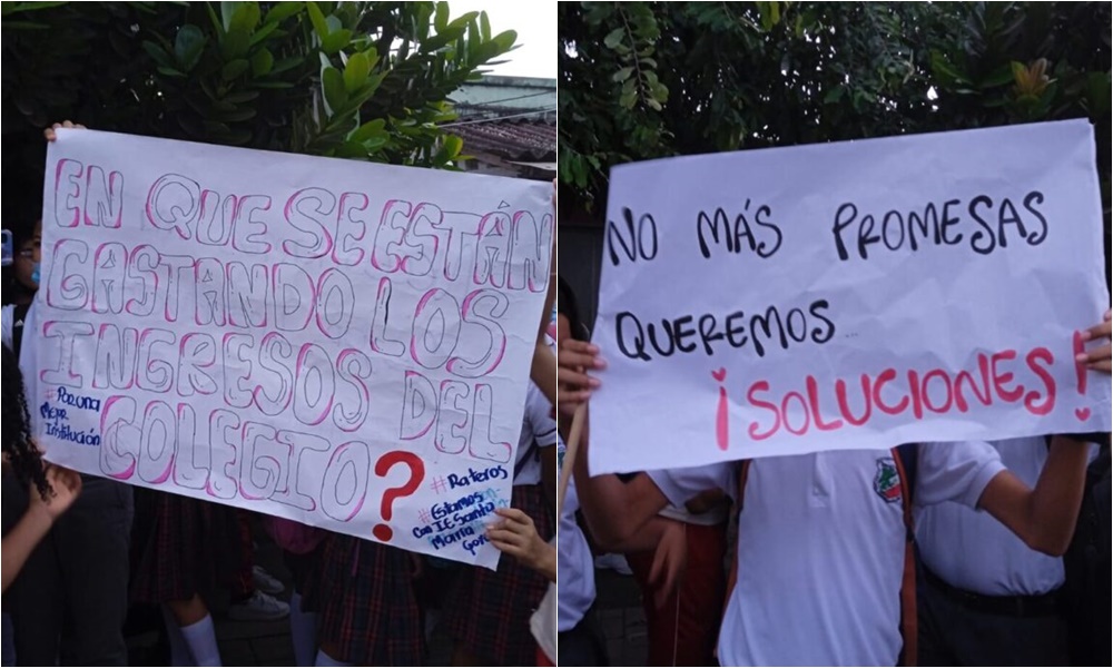 Estudiantes de la IE María Goretti protestan exigiendo mejoras en el plantel