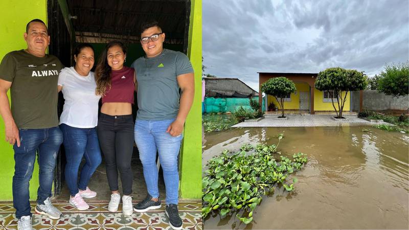 Mientras Leicy Santos le da alegrías al país con la ‘tricolor’, la casa de sus padres en Lorica se inundó