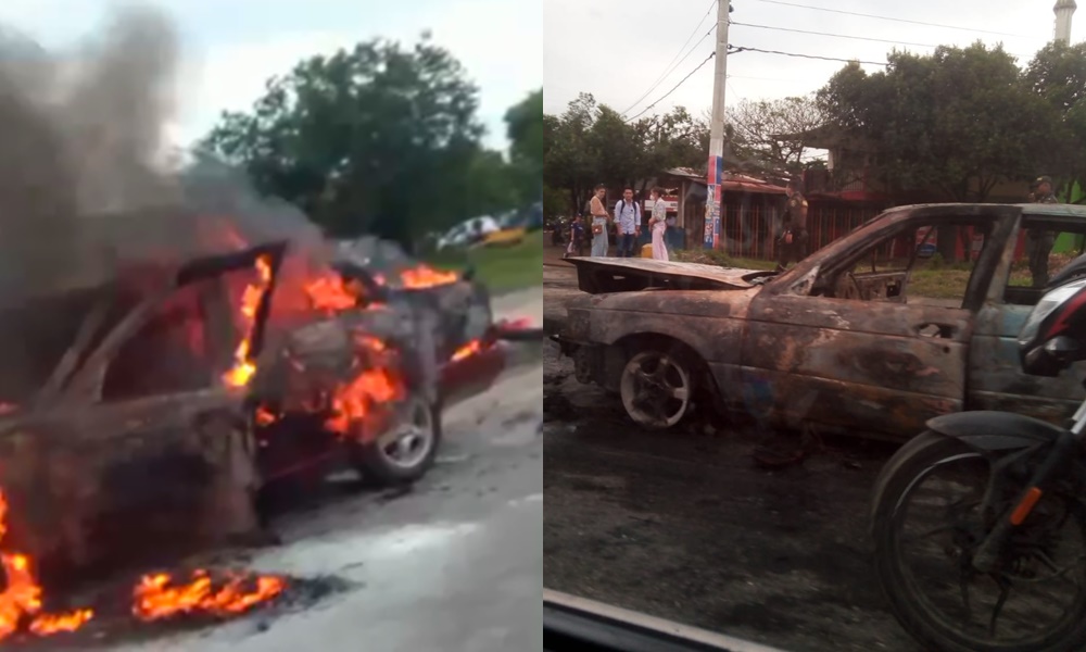Automóvil se incendió en Mocarí y generó momentos de pánico