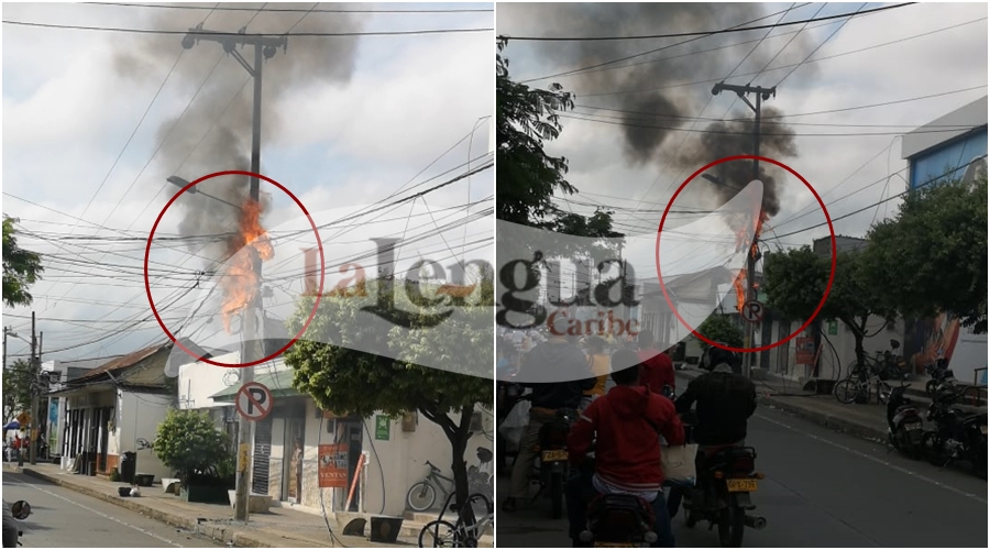 Pánico en zona céntrica de Montería por incendio de unos cables de energía