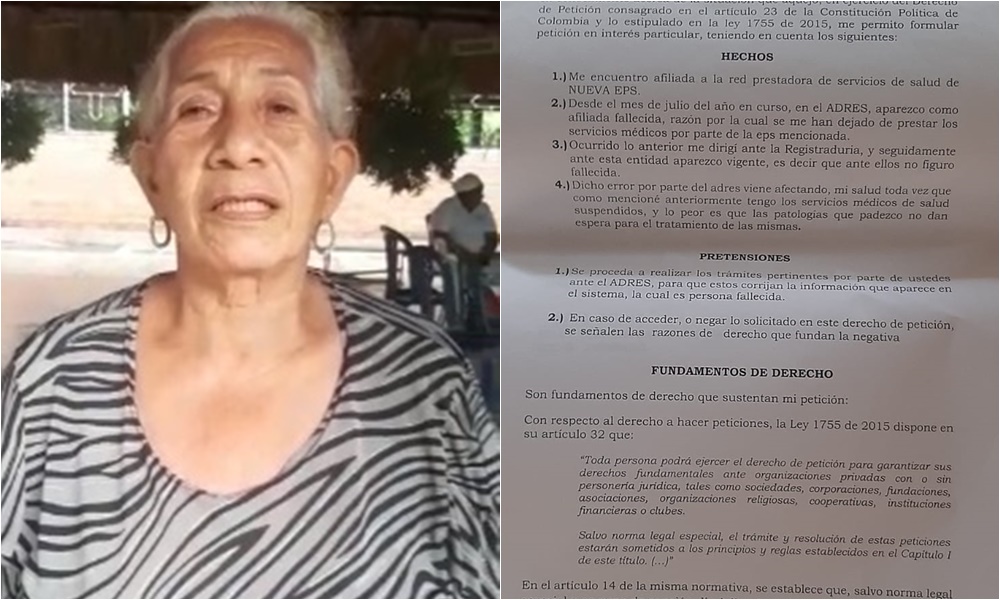 La dieron por muerta y Nueva EPS le canceló atención médica a adulta mayor en Montería