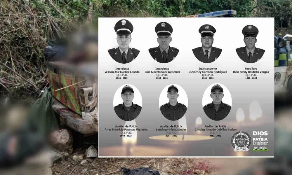 Identifican a los 7 uniformados asesinados en una emboscada en Neiva