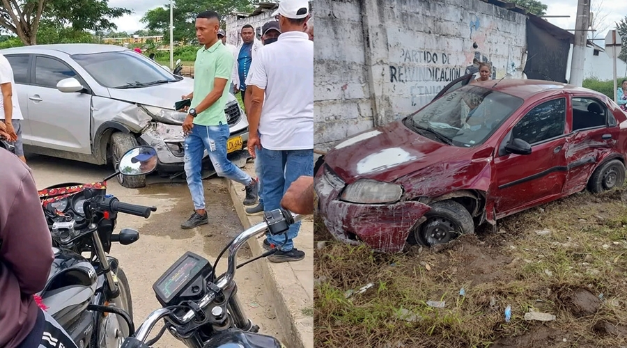 Dos carros chocaron en la vía al Puente del Amor en Lorica