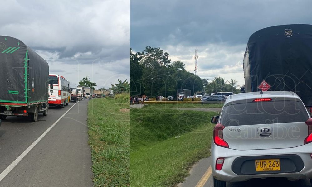 Bloquean la vía Cereté – Ciénaga de Oro, exigen reparación de puente caído