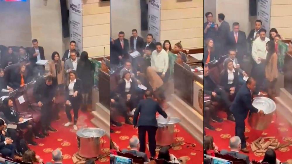 En video, oposición llevó olla de sancocho a moción de censura de la Ministra Irene Vélez