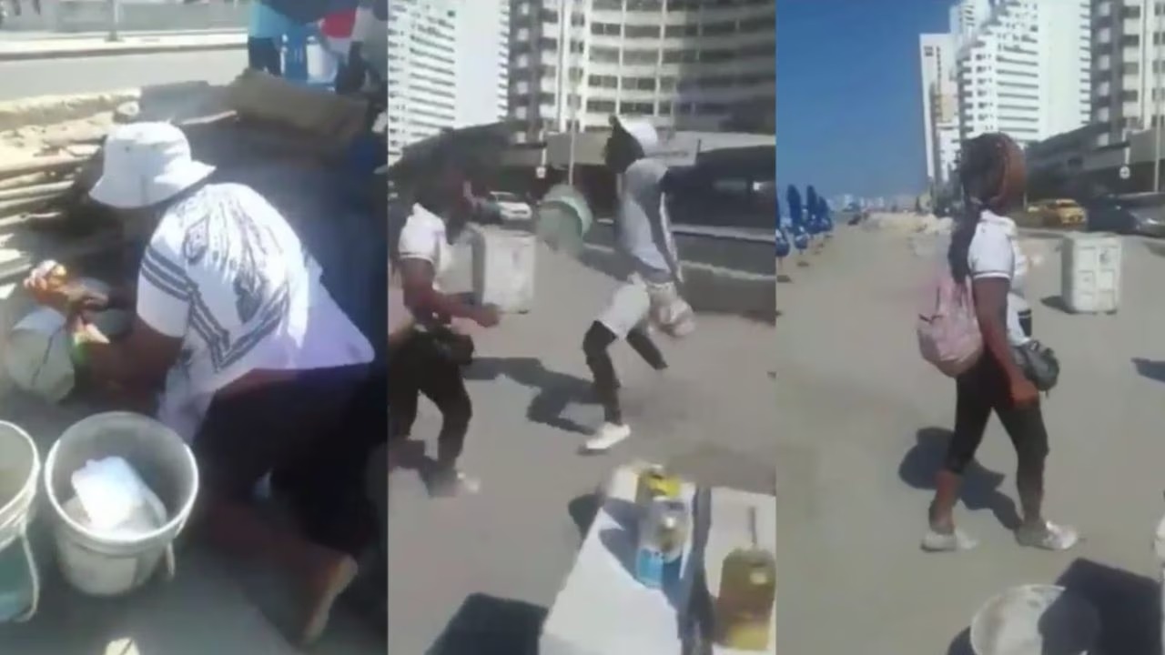 Video: dos masajistas se pelearon por atender a un turista en Cartagena