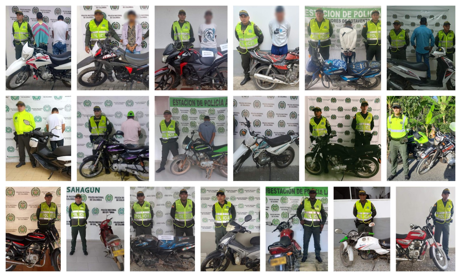 La recuperación de 19 motocicletas dejó 10 capturados en Córdoba