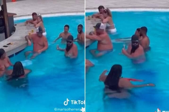 Qué vergüenza, mujer se orinó en una piscina y el agua cambió de color