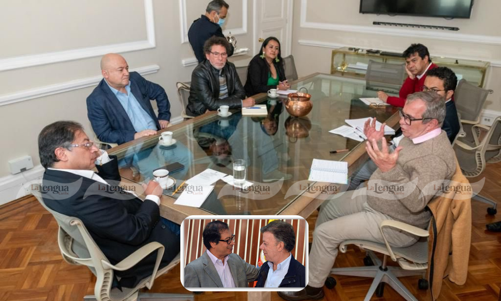 El presidente Gustavo Petro se reunió con el expresidente Santos y “Timochenko” para hablar de paz