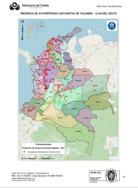 Imagen de referencia con las zonas donde operan las AGC-Clan del Golfo