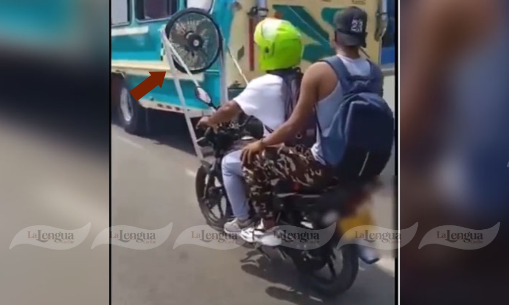 ¿Ingenio? hombre instala un abanico en su moto ante la fuerte ola de calor